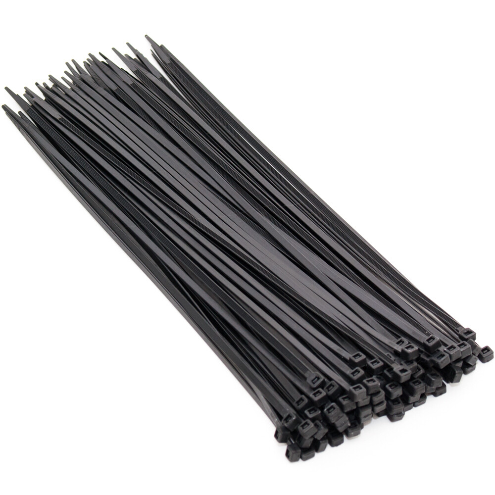 100 x UV stabil Kabelbinder Schwarz 4,8 x 370 mm Tragkraft 22,2 kg nicht lösbar