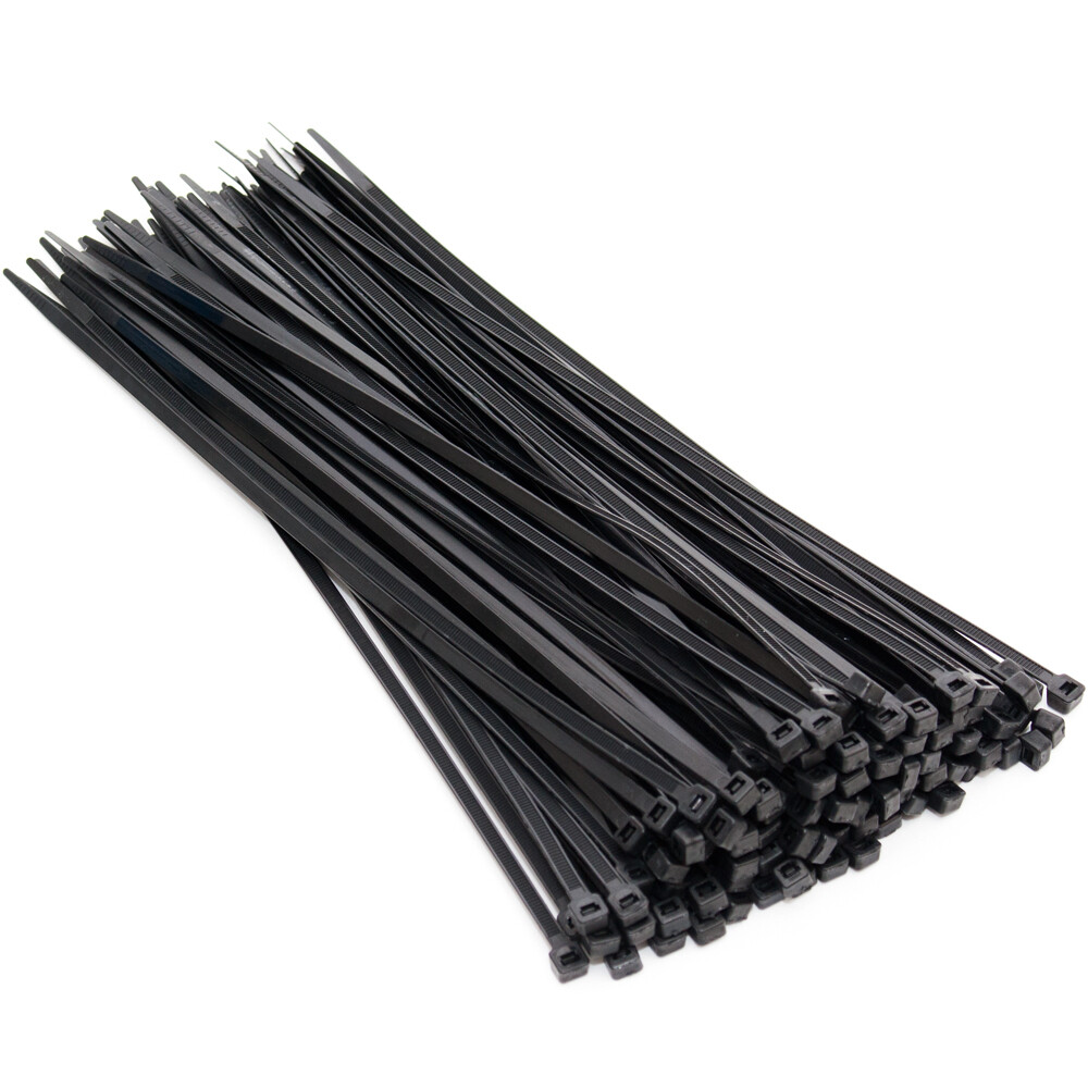 100 x UV stabil Kabelbinder Schwarz 4,8 x 300 mm Tragkraft 22,2 kg nicht lösbar