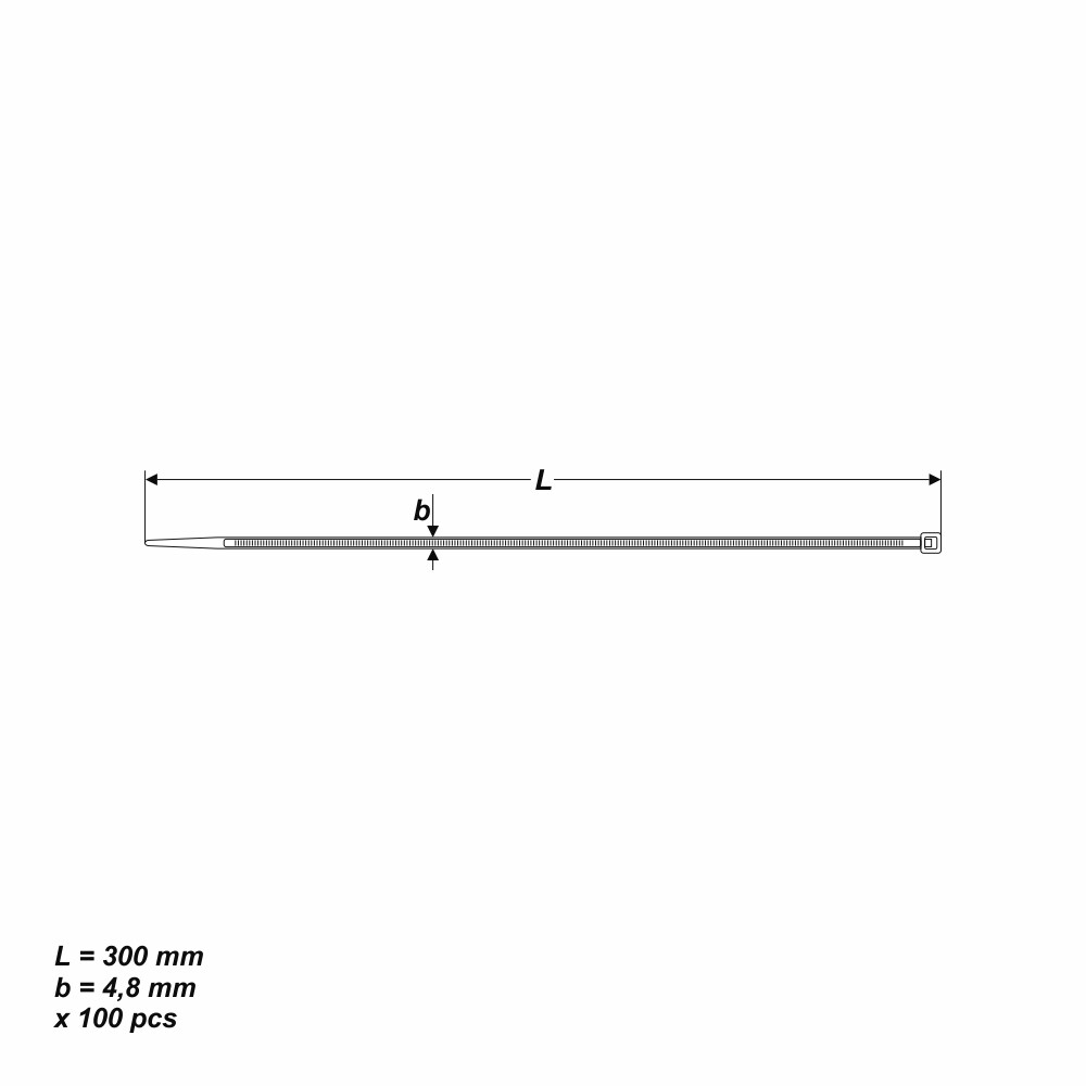 100 x UV stabil Kabelbinder Schwarz 4,8 x 300 mm Tragkraft 22,2 kg nicht lösbar