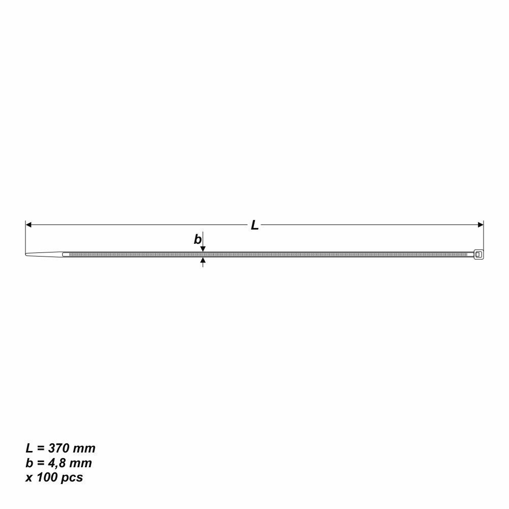 100 x UV stabil Kabelbinder Schwarz 4,8 x 370 mm Tragkraft 22,2 kg nicht lösbar