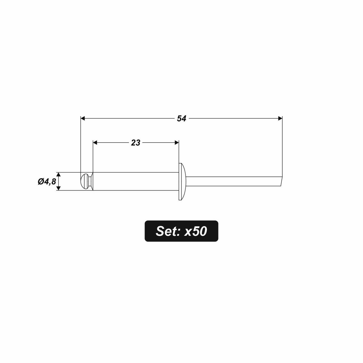 50 x Blindnieten 4,8 x 23 mm Alu Nieten Popnieten Flachkopf Blindniet Blindniete