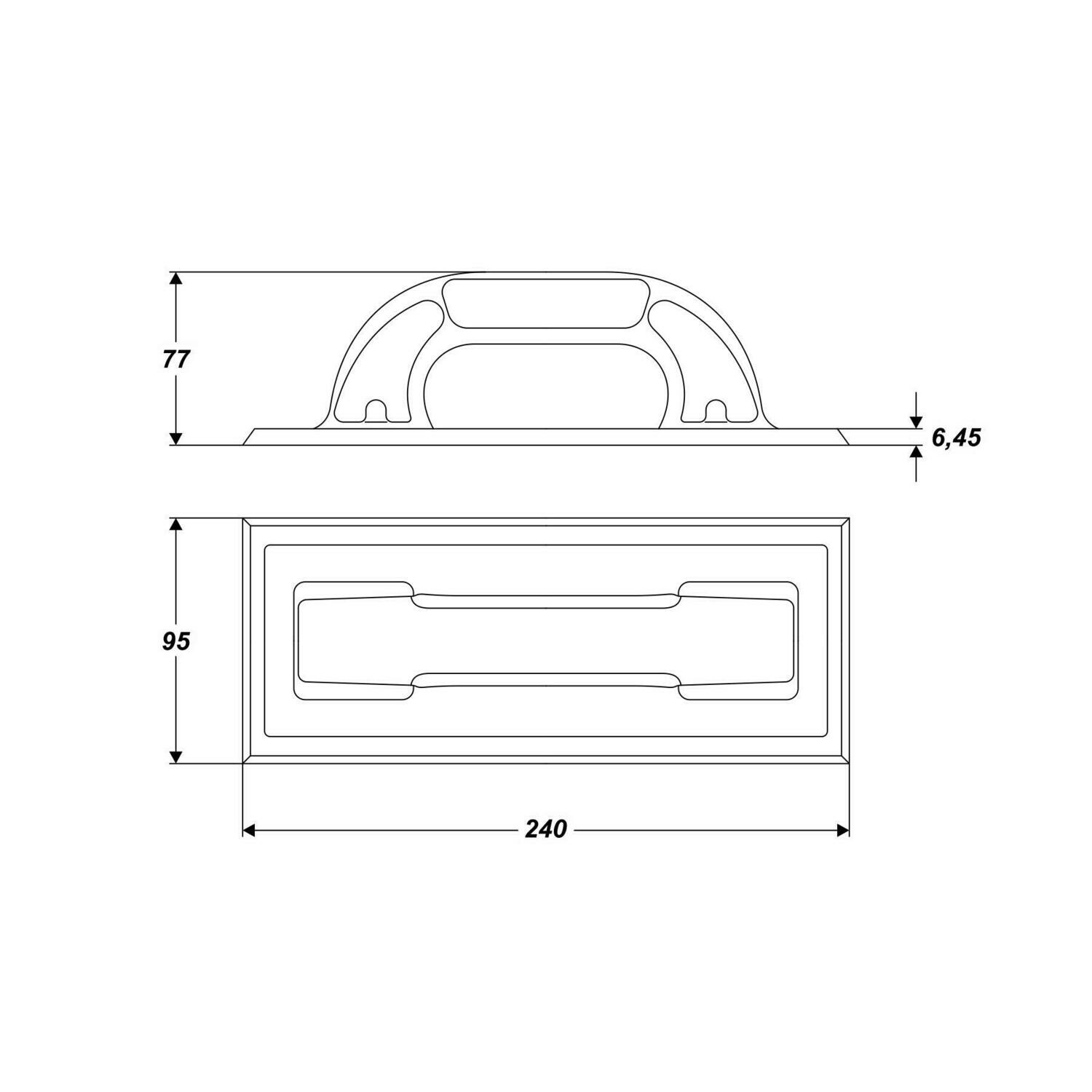 240 x 95 mm Reibebrett mit Gummibelag aus Kunststoff