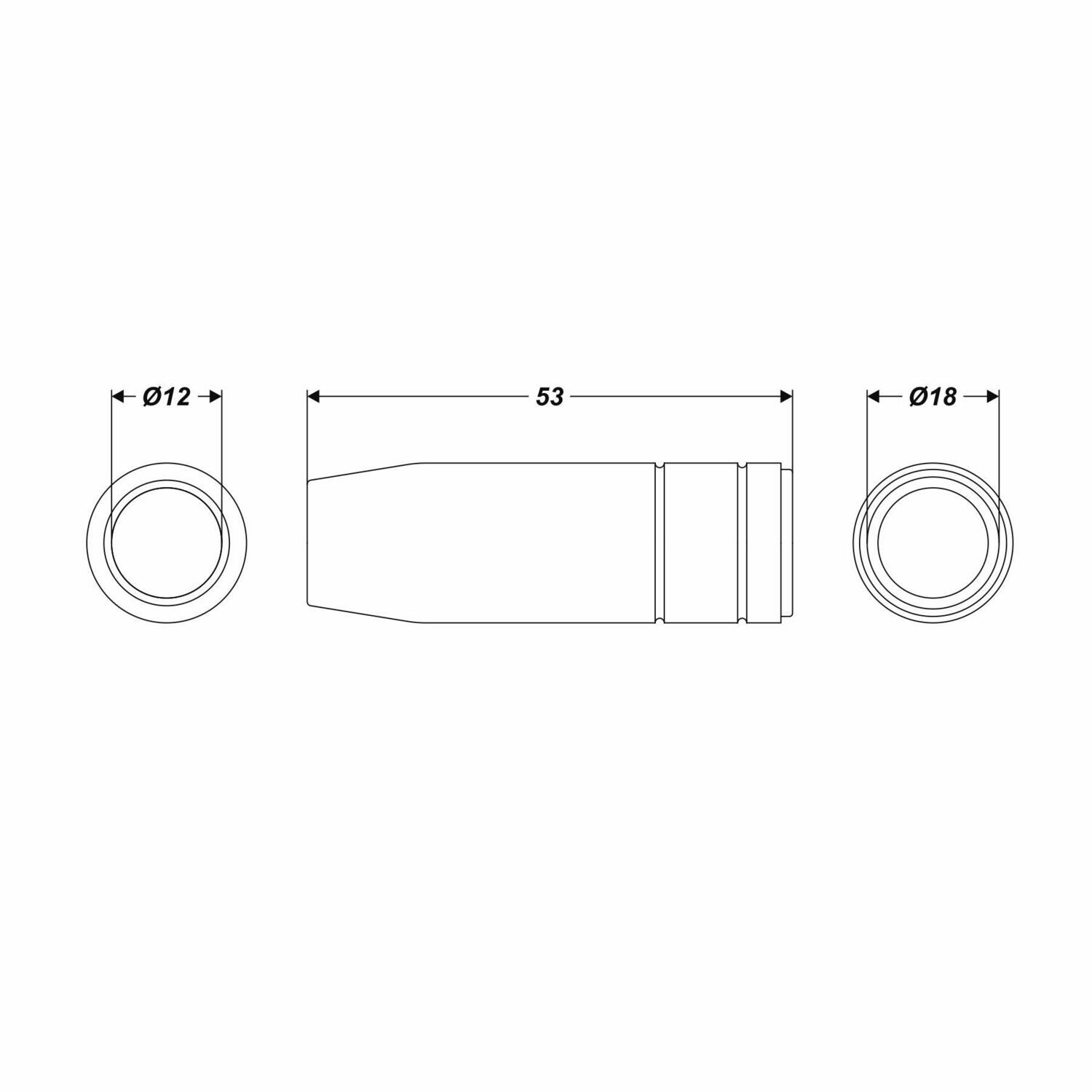 Gasdüse konisch NW Ø 12,0 mm für Brenner MB14 / MB15 Düse