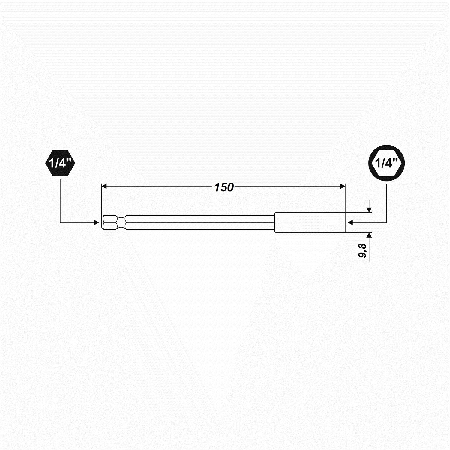 Magnet Schraubendreher Bithalter Bit 1/4 Zoll - Länge 150 mm