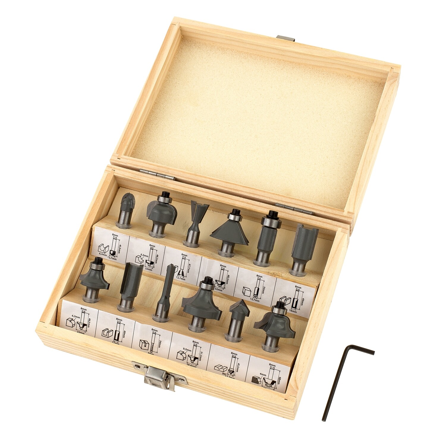 HM Fräsersatz 12 tgl - 8 mm Nutfräser Fräser für Oberfräse Holzfräser Oberfräser
