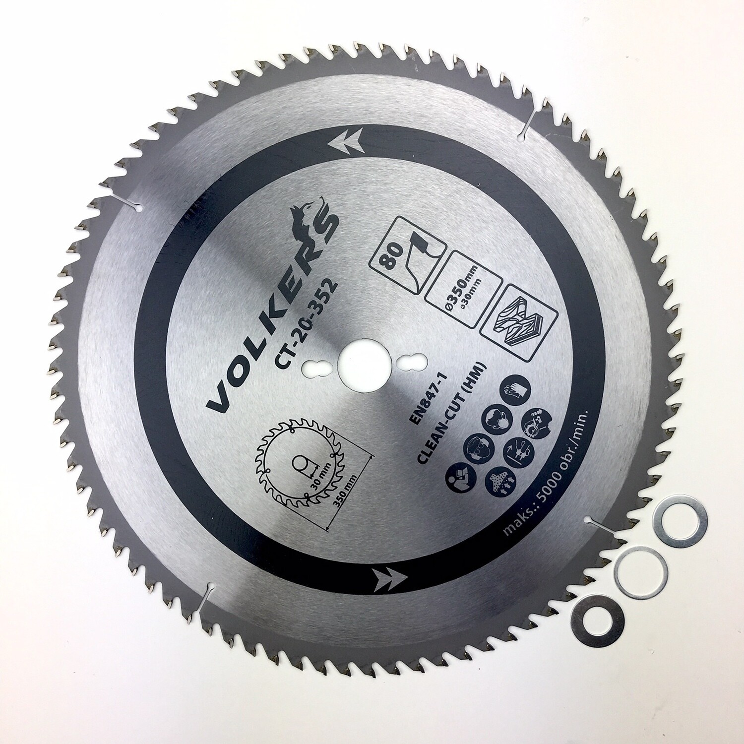 HM Kreissägeblatt Sägeblatt Ø 350 x 30 mm, 80 Zähne für Hartholz, Spanplatten