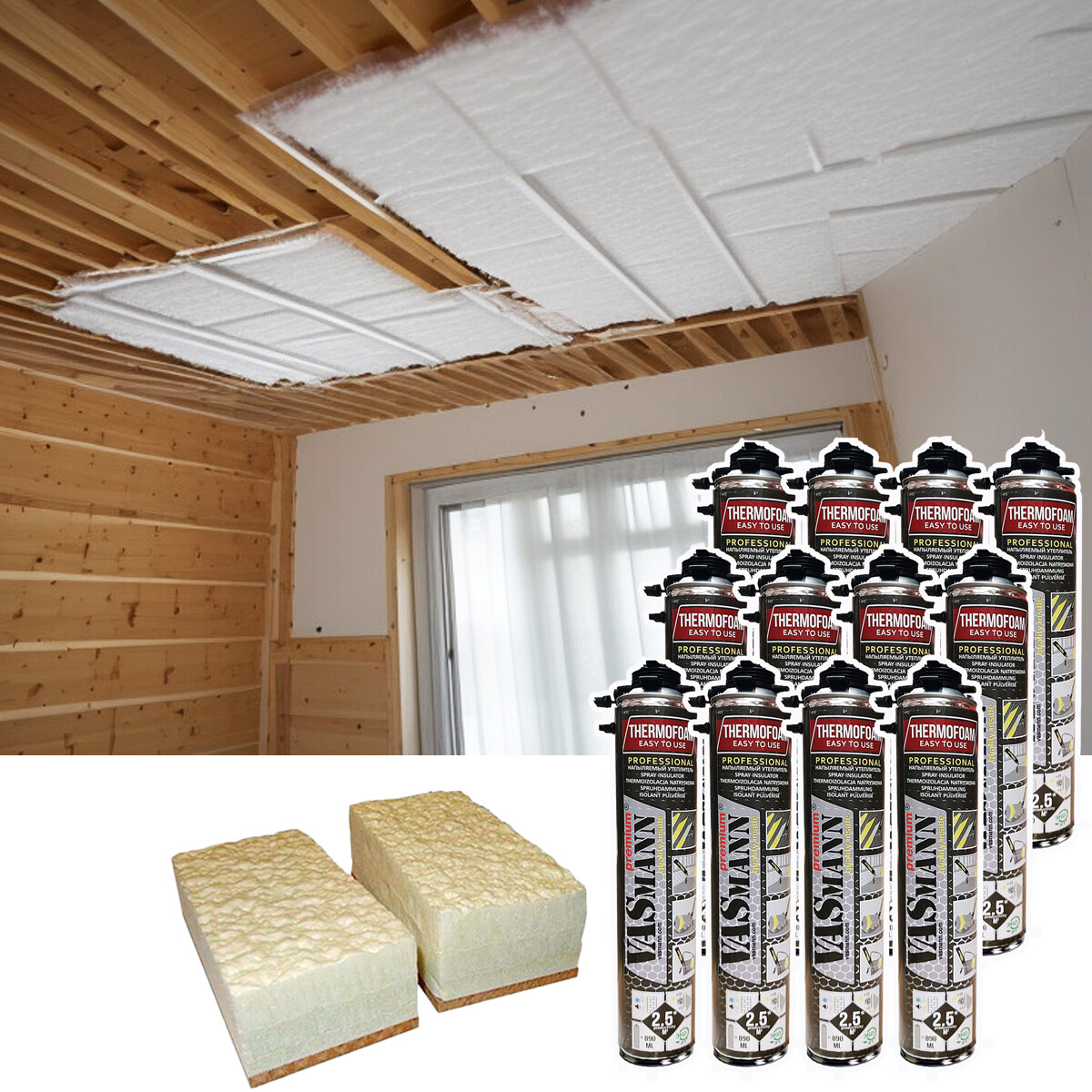 Sprühdämmung Fassadendämmung Dachdämmung Perimeterdämmung Kellerdeckendämmung Zwischensparrendämmung Effektive Wärmedämmung EPS / XPS Dämmung (12 (30m2))