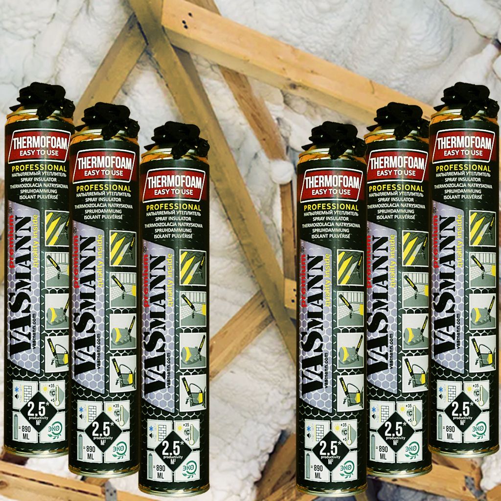 6 x Sprühdämmung Fassadendämmung Dachdämmung + Pistole Perimeterdämmung Kellerdeckendämmung Zwischensparrendämmung Effektive Wärmedämmung EPS / XPS Dämmung