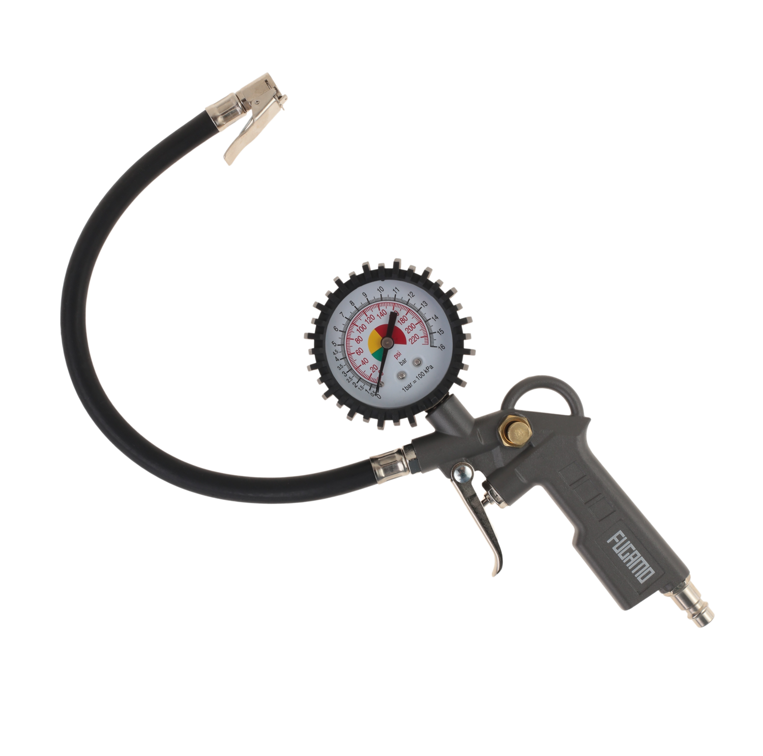 Druckluft Set 3 teilig 5 Meter 12 bar Pistole Schlauch Reifenfüller Manometer