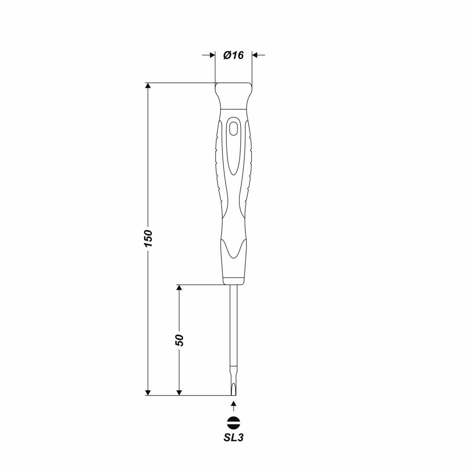 Präzise Schlitz Schraubendreher SL 3,0 x 150 mm Arbeitslänge 50 mm Flach Flat Cr-V
