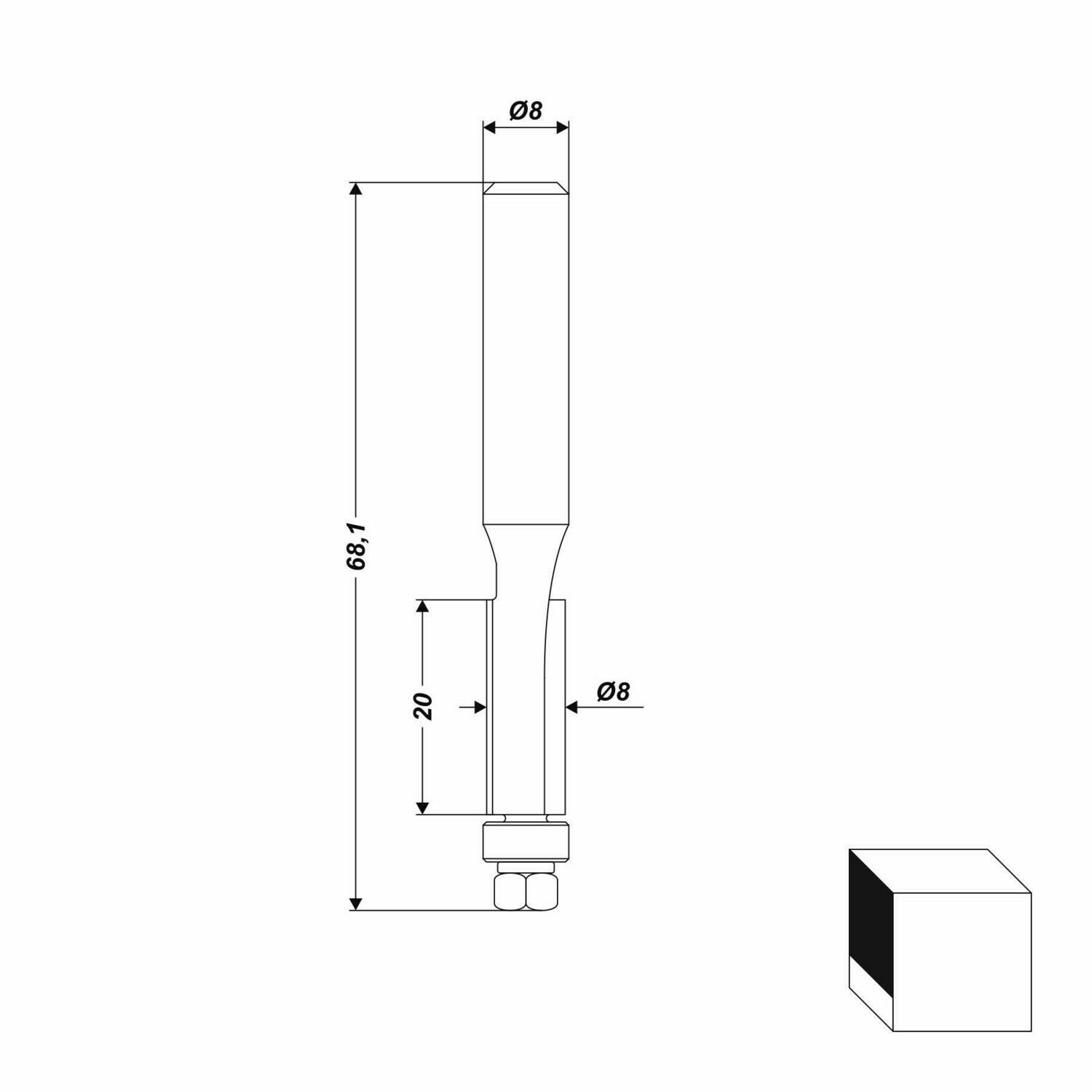 HM Bündigfräser Ø 8 mm Schaft 8 mm Nutenfräser Kopierfräser Holzfraeser