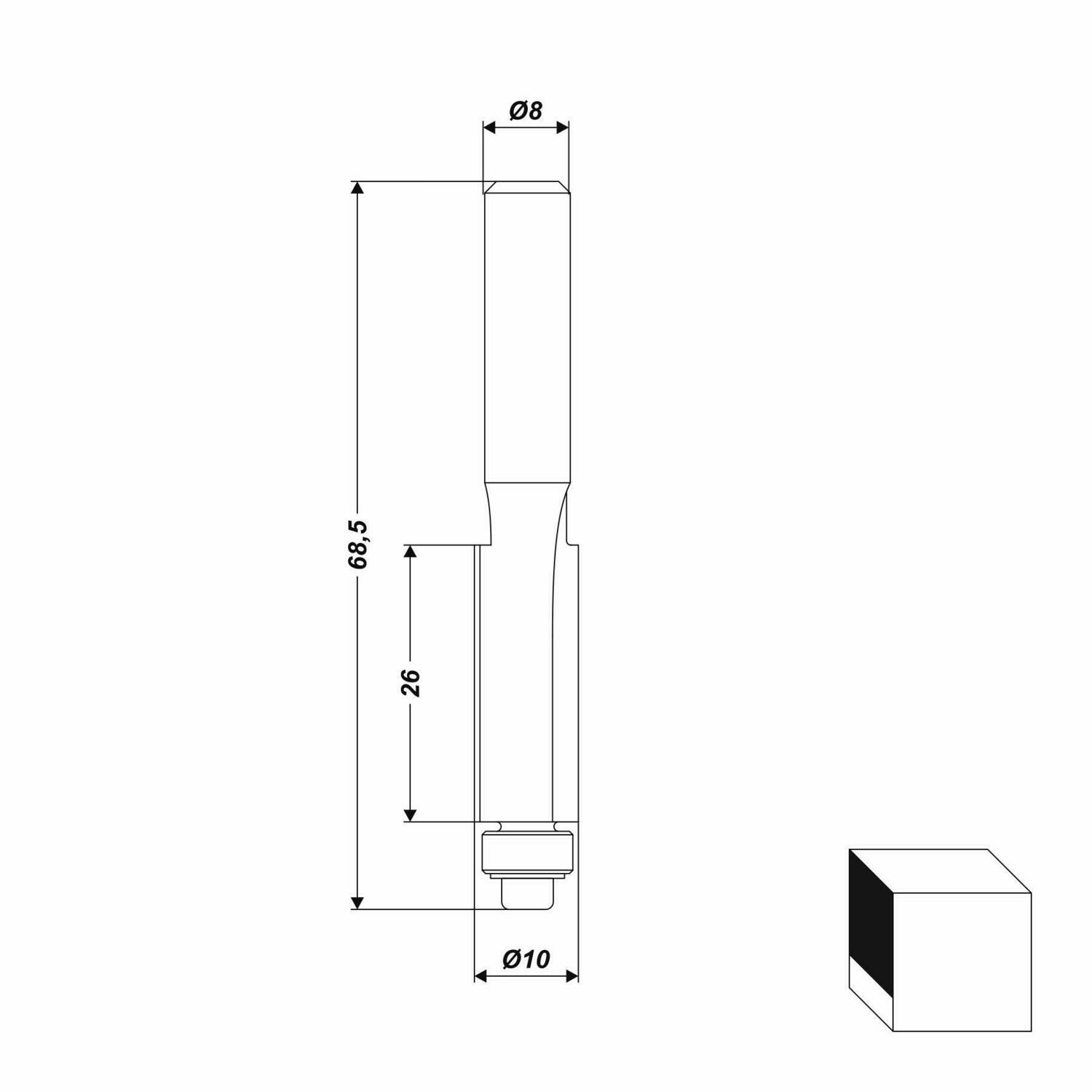 HM Bündigfräser Ø 10 mm Schaft 8 mm Nutenfräser Kopierfräser Holzfraeser