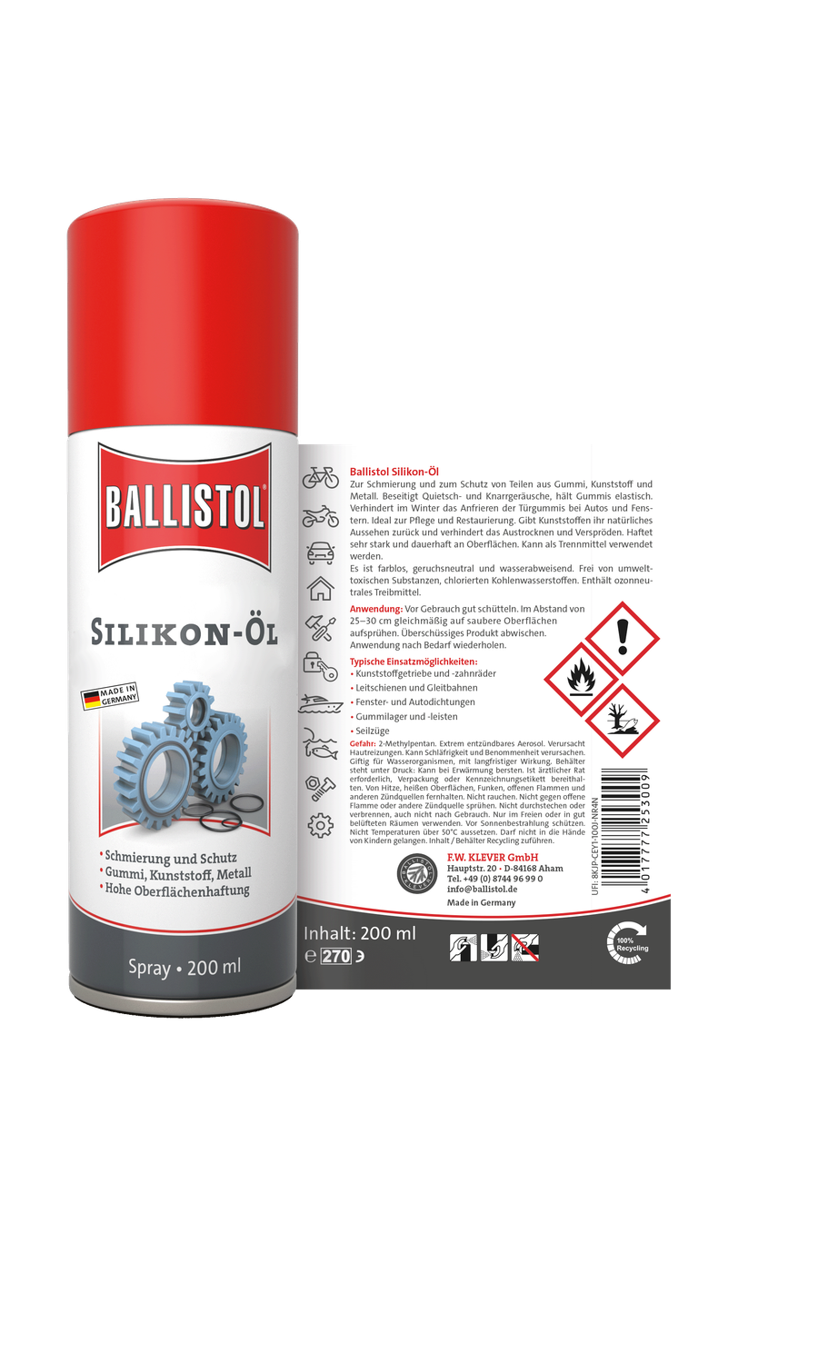 Ballistol Silikon-Öl Spray BikeSilex 200 ml Schmiermittel Fahrradpflege