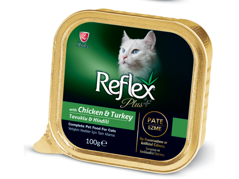 REFLEX PLUS CHAT ADULT POULET & DINDE 100GRALUTRAY