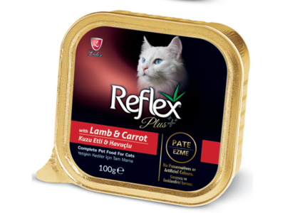 REFLEX PLUS CHAT ADULT AGNEAU&CAROTTE 100GRALUTRAY
