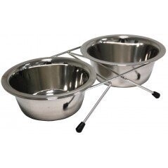 Mangeoire En Inox Double NR1 2 X 13cm - Benelux