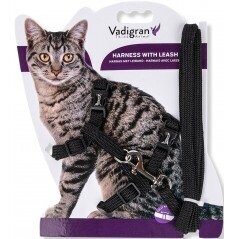 Harnais + Laisse Chat Nylon Classic Noir - Vadigran