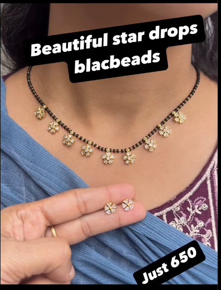 black beads with star drops