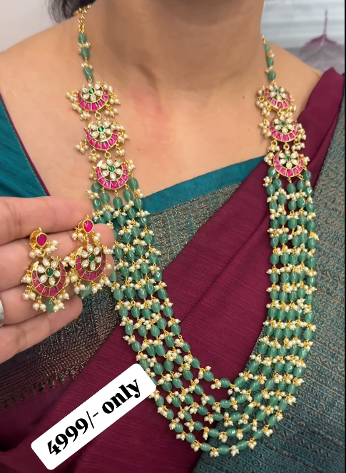 Beads long haaram with earrings