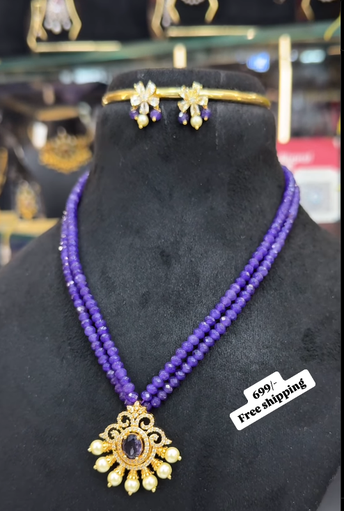 2 steps Purple beads chain set