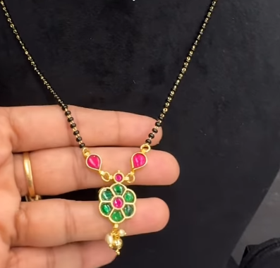 jadav Black beads  chain with locket