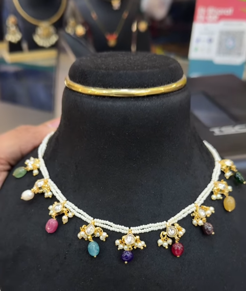 White beads chain with drops