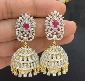 Real Diamond look Jhumkaas