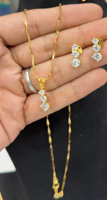 Chain with locket and earrings