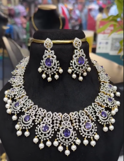 Cz necklace with purple stones