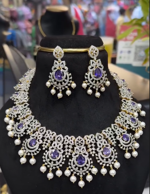 Cz necklace with purple stones