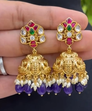 Jadau kundan with Nakshi Jhumkas