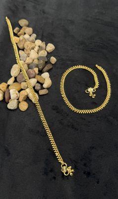 Gold Polish Daily Wear Anklets – 10.5 Inches