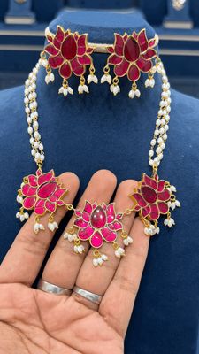 Lotus Jadau Necklace Set