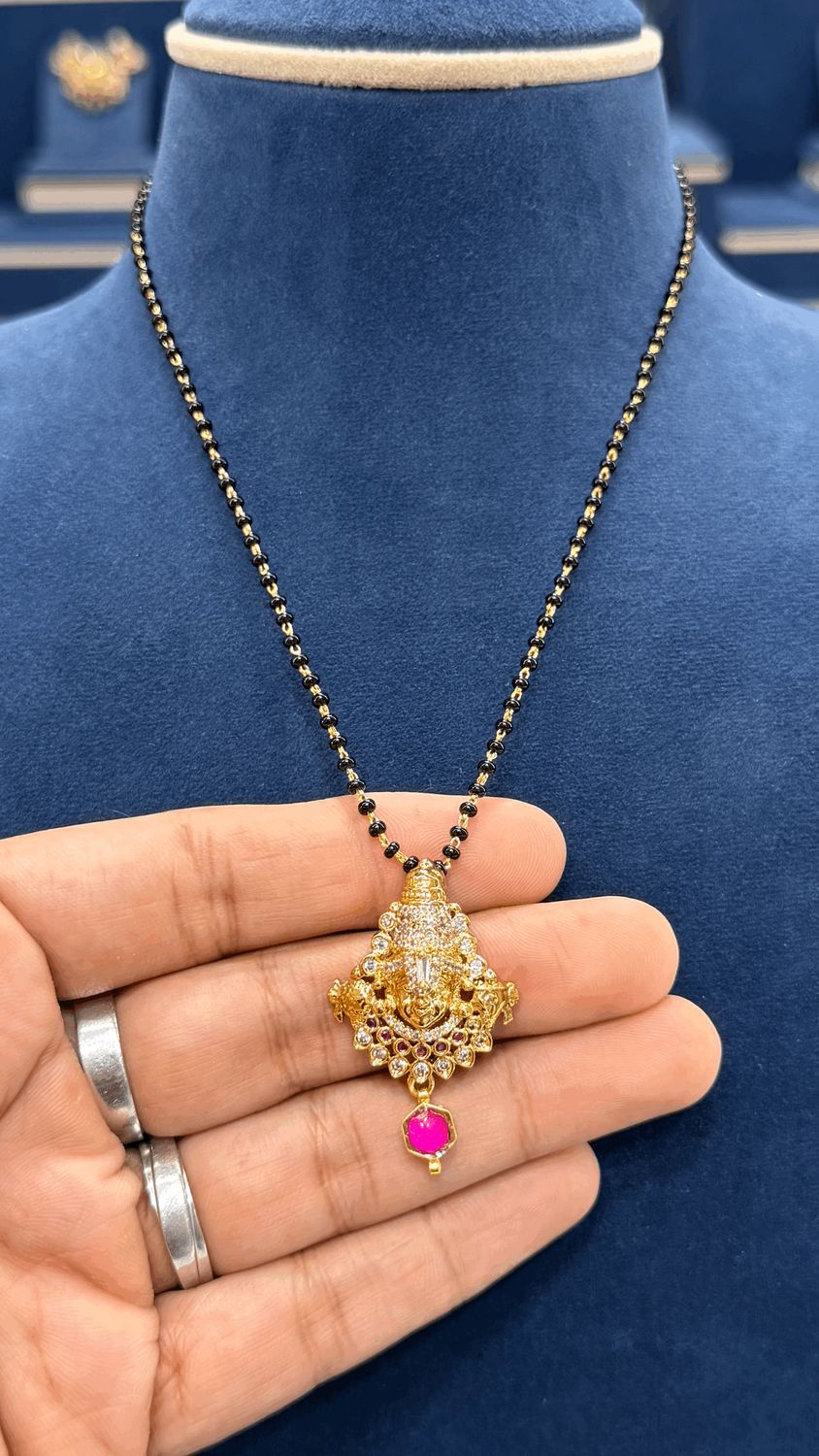 Simple Blackbeads with Venkateswara Locket Simple Blackbeads with Venkateswara Locket