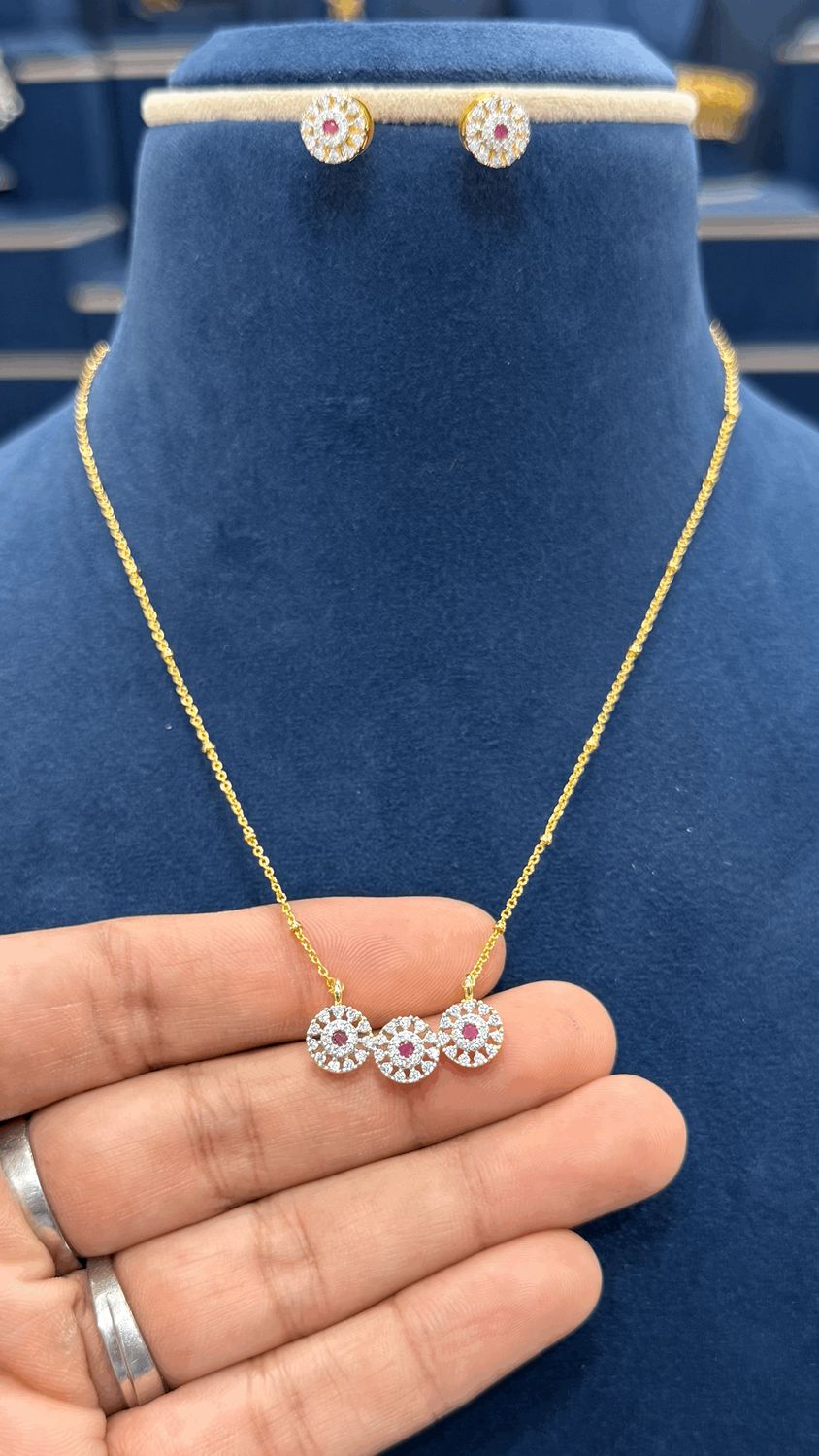 Simple Daily Wear Chain with Earings Simple Daily Wear Chain with Earings