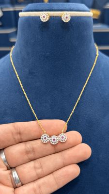 Simple Daily Wear Chain with Earings Simple Daily Wear Chain with Earings