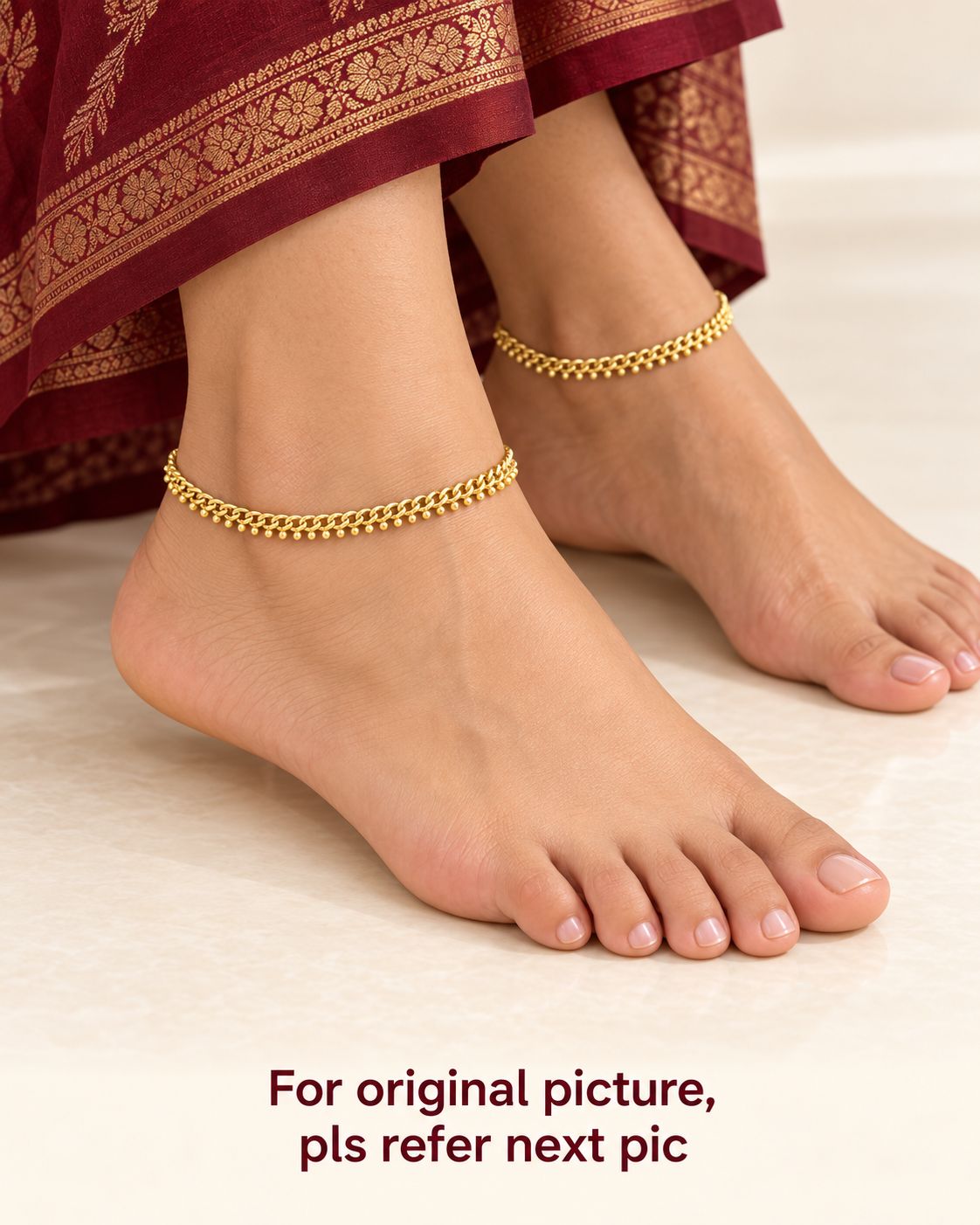 Gold Polish Daily Wear Anklets – 10.5 Inches