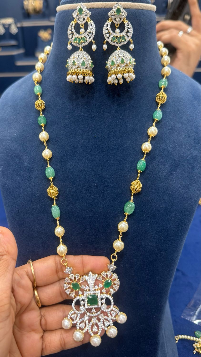 Beads Mala With Diamond Replica Set