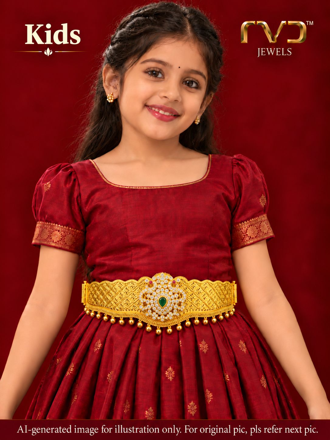 Gold Look Pachi Work Locket Vaddanam