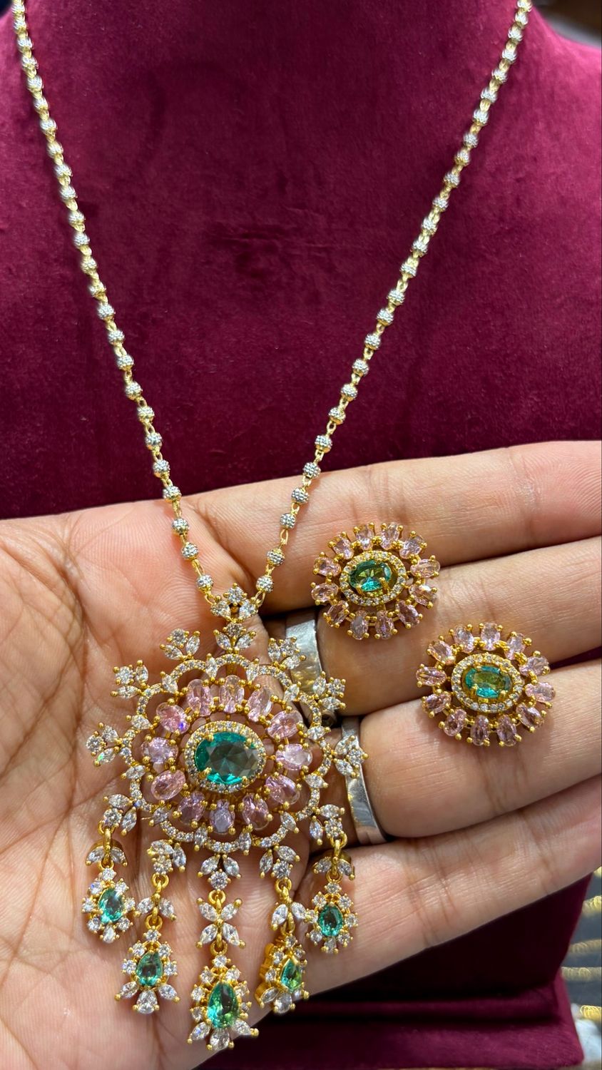 Rhodium Chain with Cz Locket Set