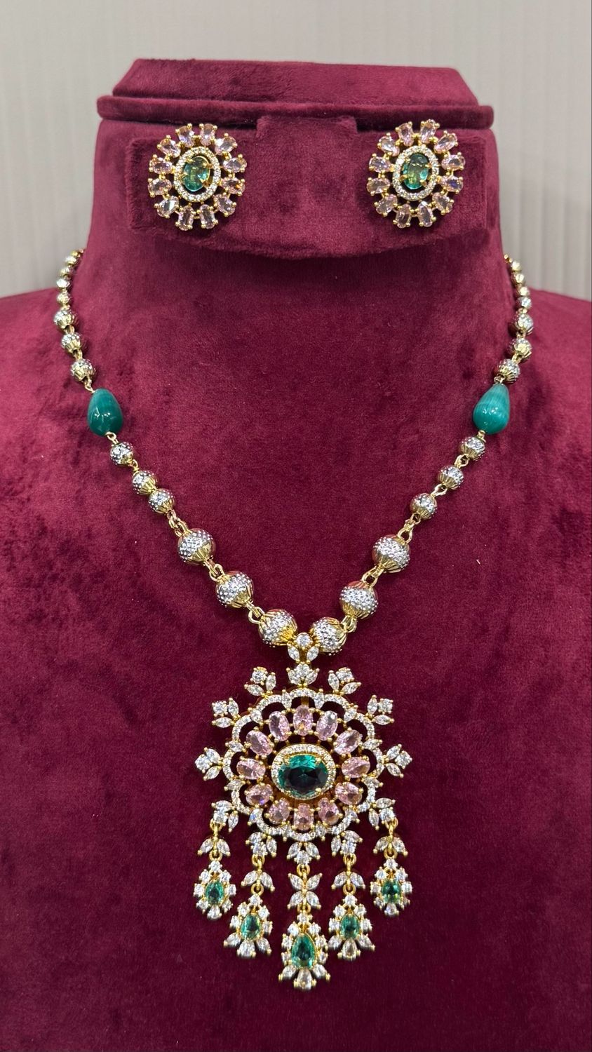Italian Chain with Cz Locket Set