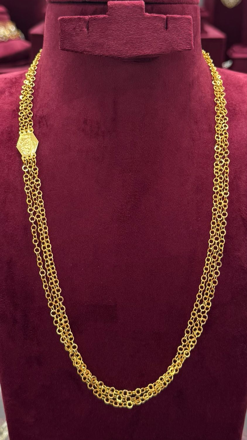 3 Lines Chandraharam Chain (Thick)