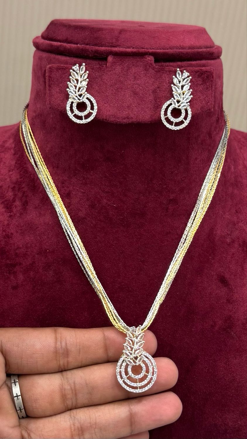 Italian Chain with Cz Locket Set