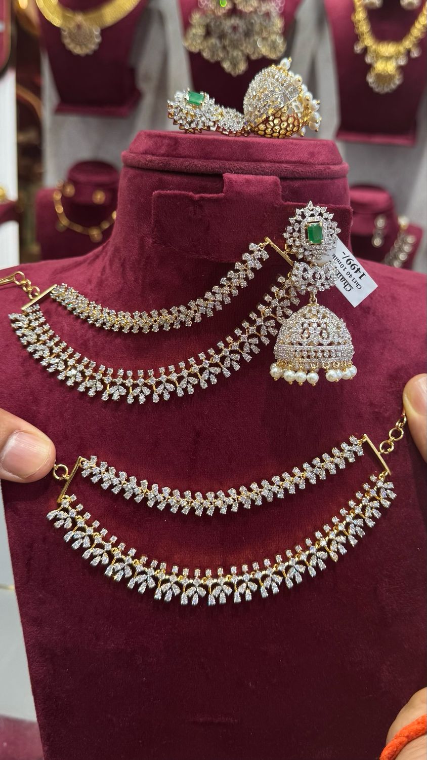 GJ Earrings &amp; Chempaswaralu Combo Set