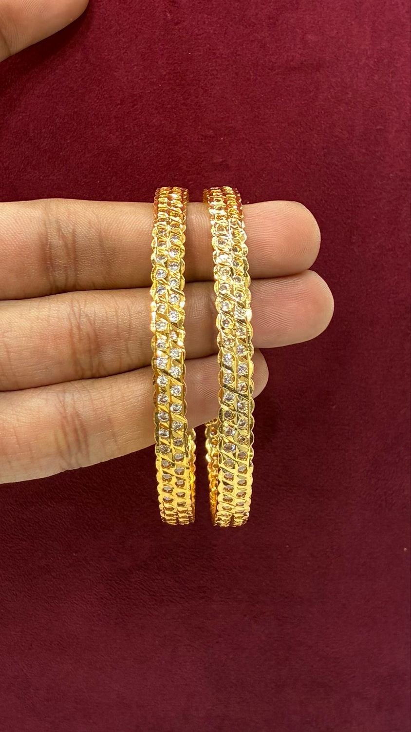 White Stone Bangles
