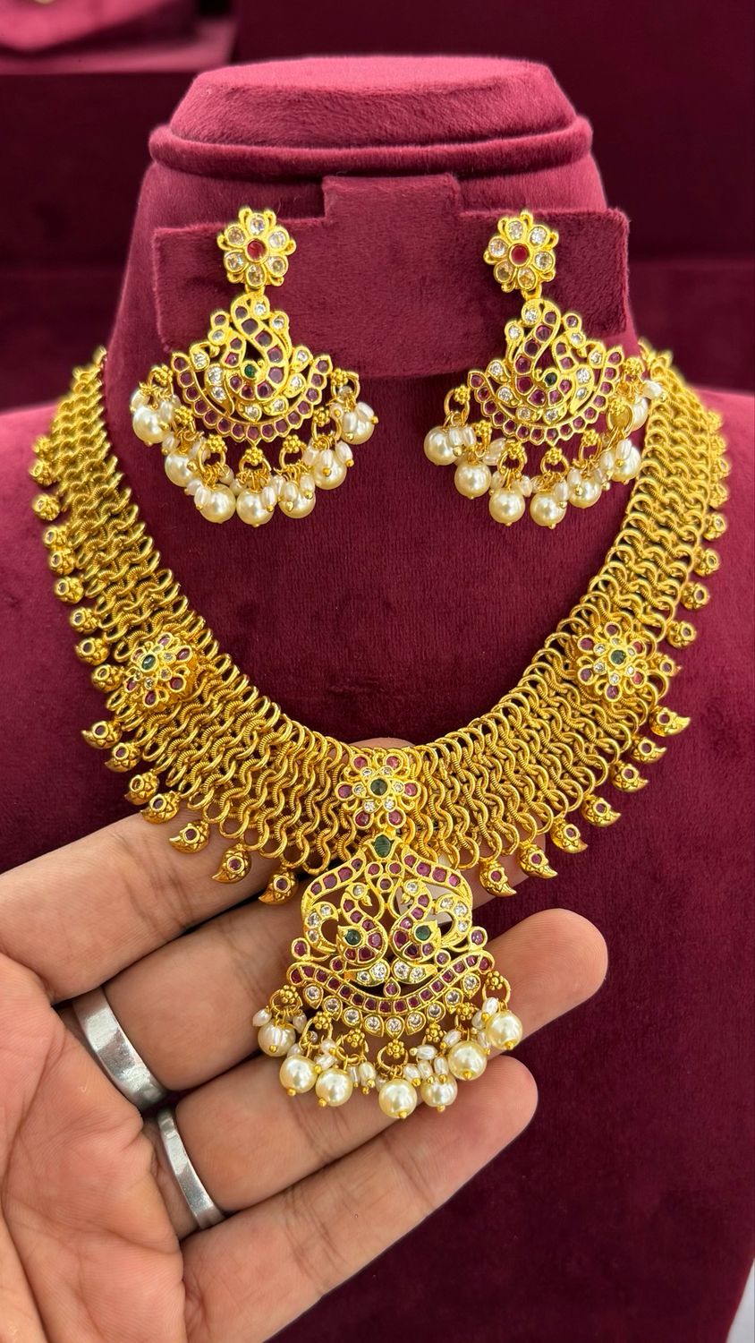 Mesh Nakshi Necklace