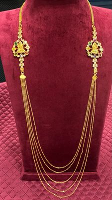 Chandraharam Step Chain With Navaratna Lakshmi Locket
