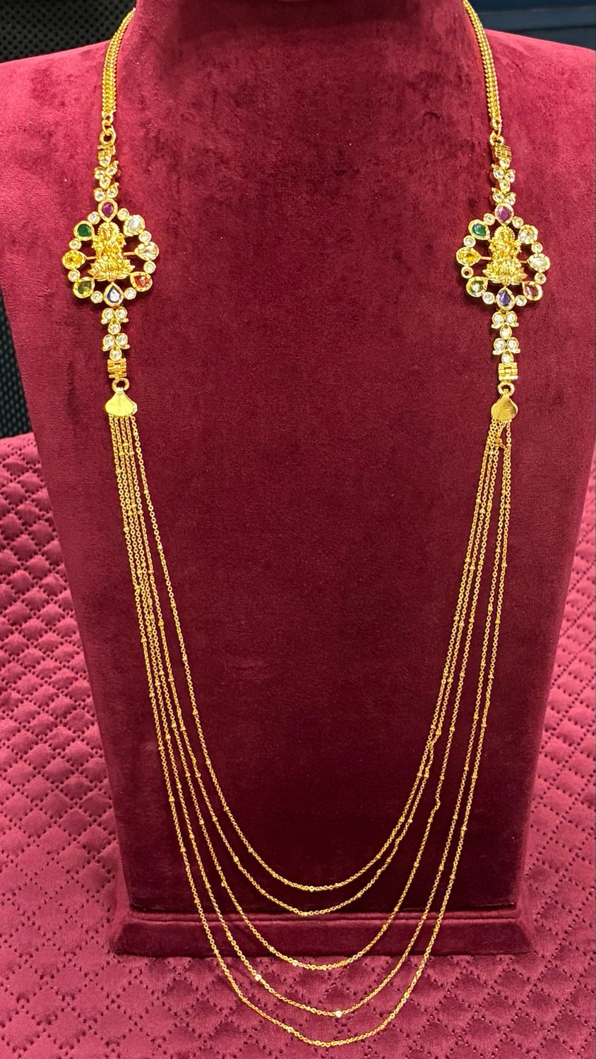 Chandraharam Step Chain With Navaratna Lakshmi Locket