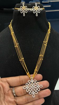 5 Lines chain with Rangoli Locket set