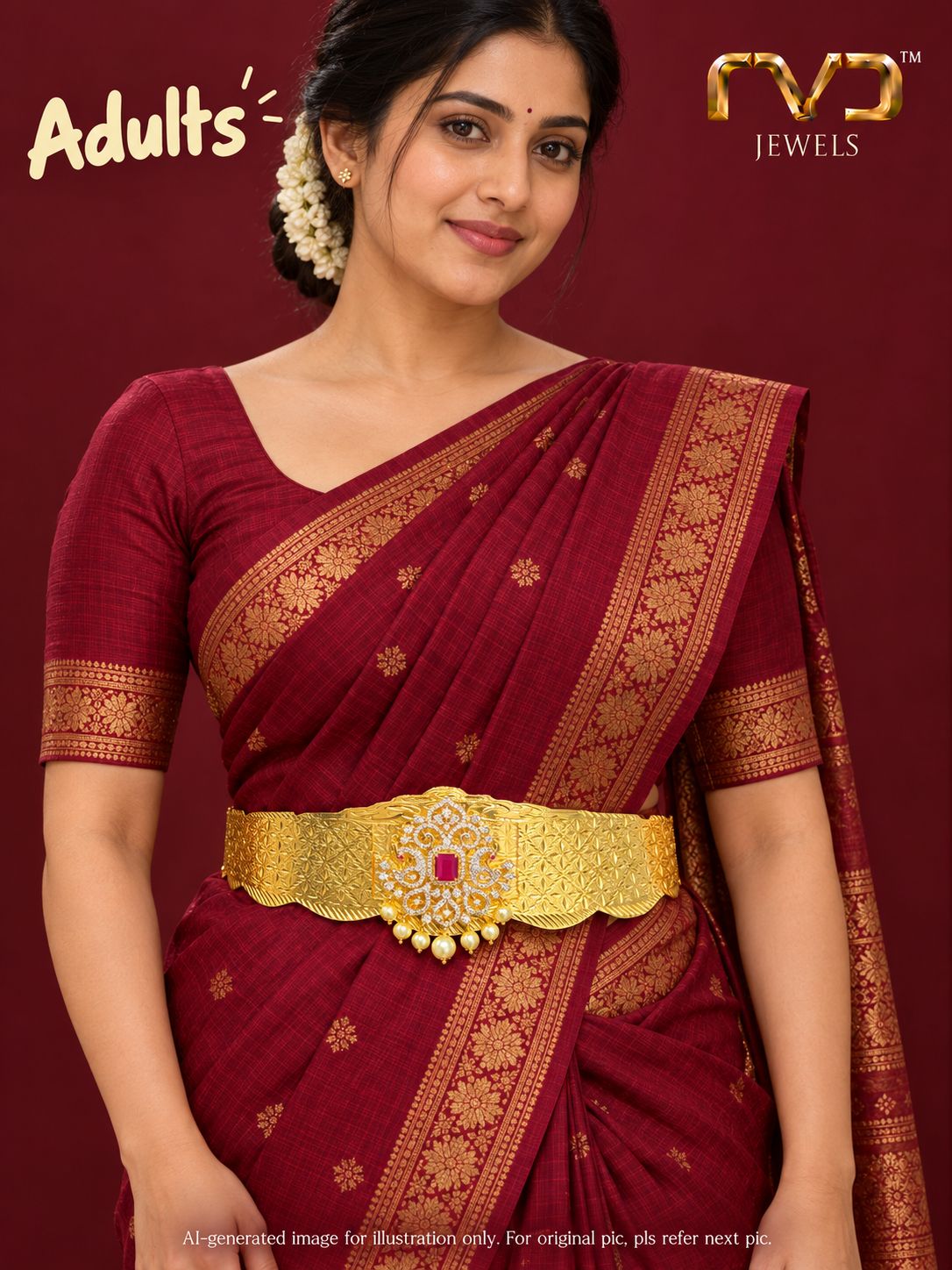 Gold Look Flexible Vaddanam With Diamond Locket